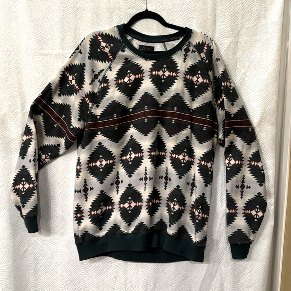 Polo Ralph Lauren, large multicolor pattern, long sleeve, sleep shirt.